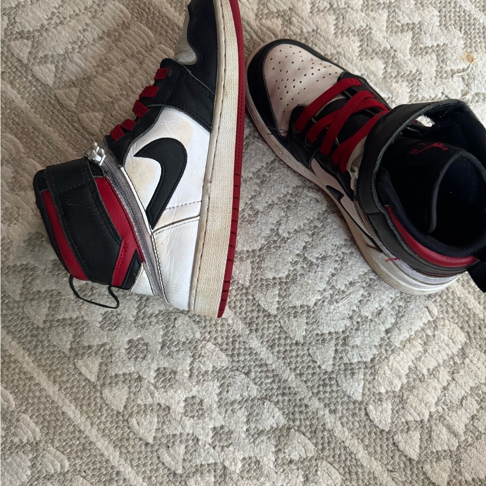 Nike Air Jordan Kids Black and Red High-Top Sneakers - Picture 3 of 4